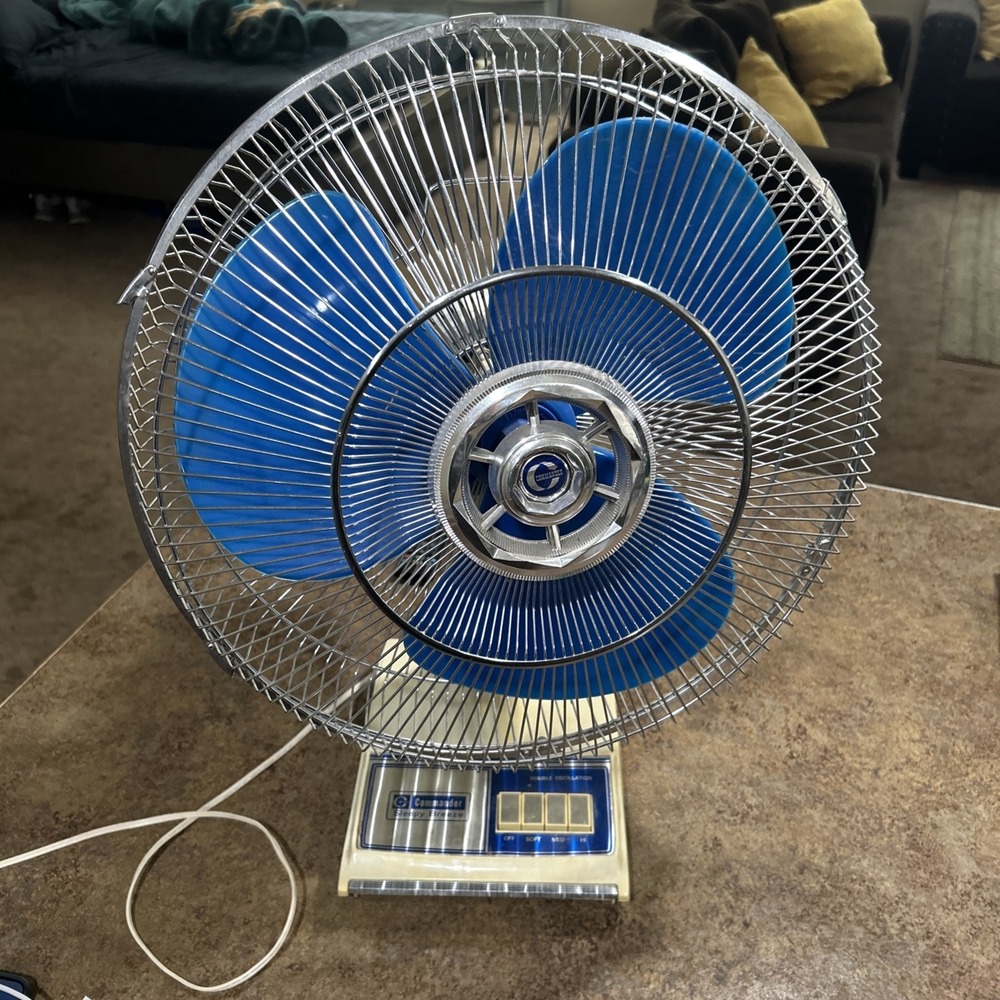 Vintage Commander Sleepy Breeze Fan Double Oscillation 70s/80s Blue Tested Works